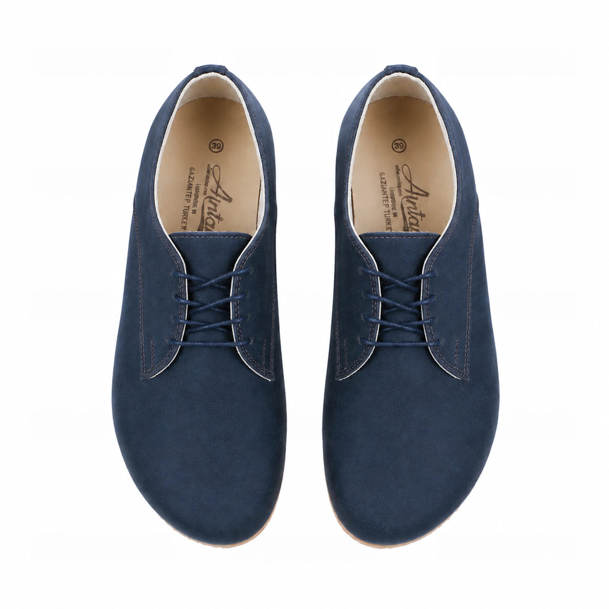 Smooth Barefoot Oxford Shoes — Leather Sole – Navy Blue