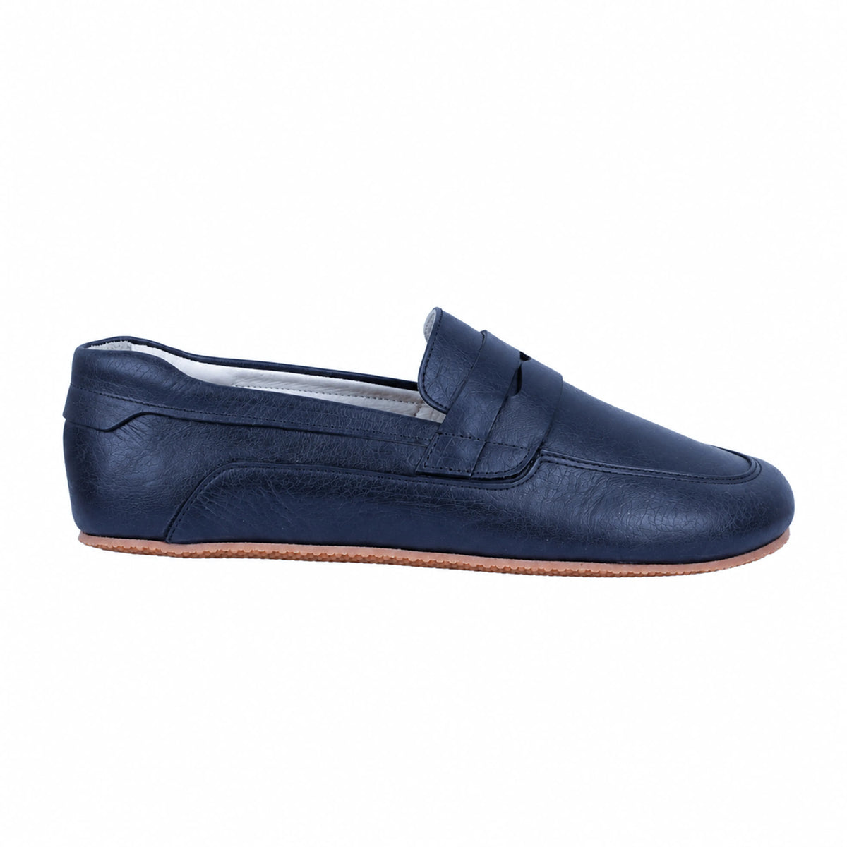 Smooth Barefoot Penny Loafer Shoes – Rubber Sole – Navy Blue