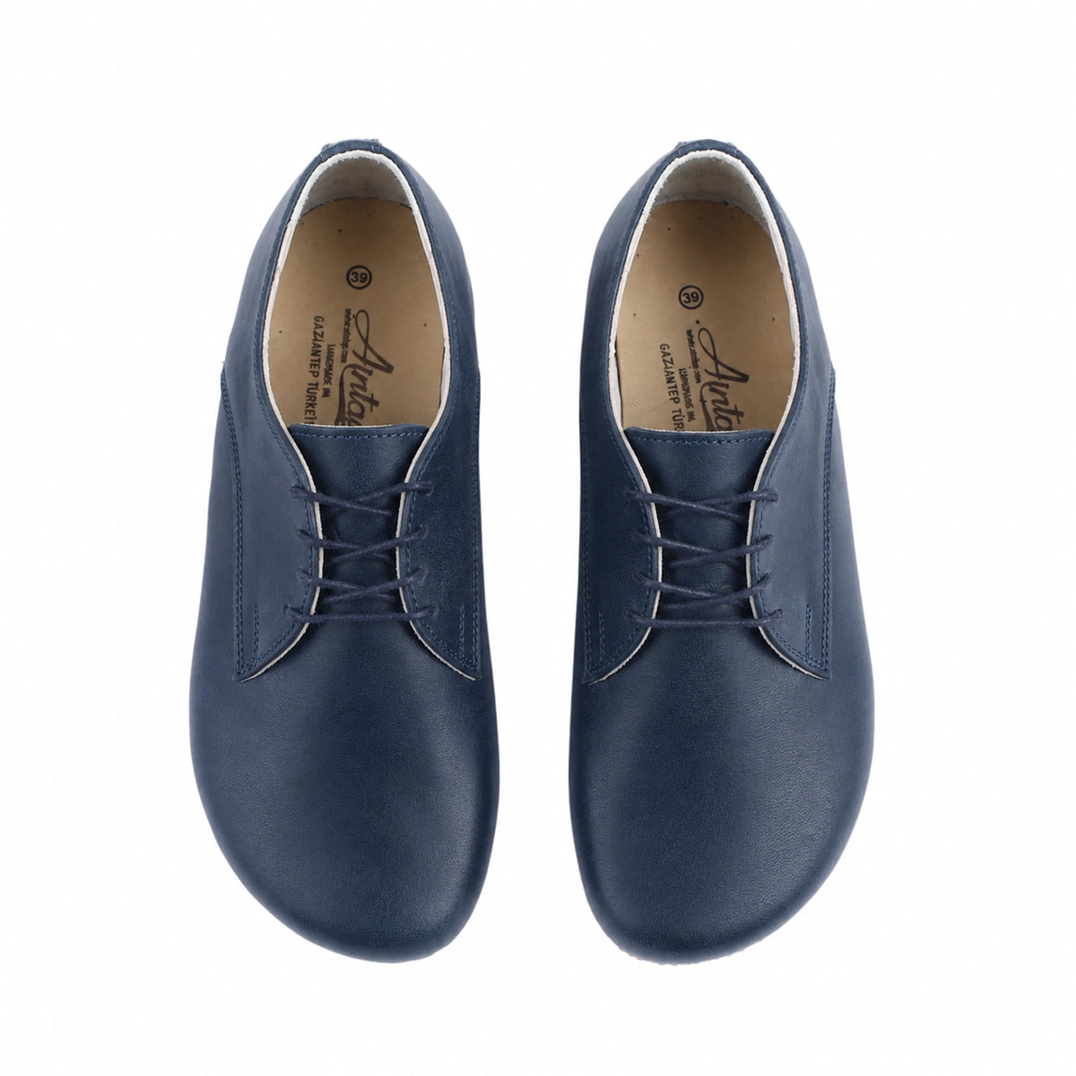 Smooth Barefoot Oxford Shoes – Classic Sole — Leather Sole – Navy Blue