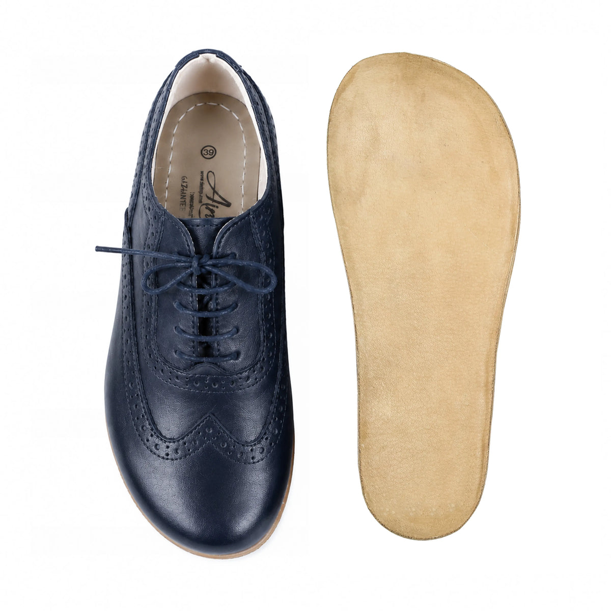 Smooth Barefoot Moccasin Shoes – Classic Sole — Leather Sole – Navy Blue