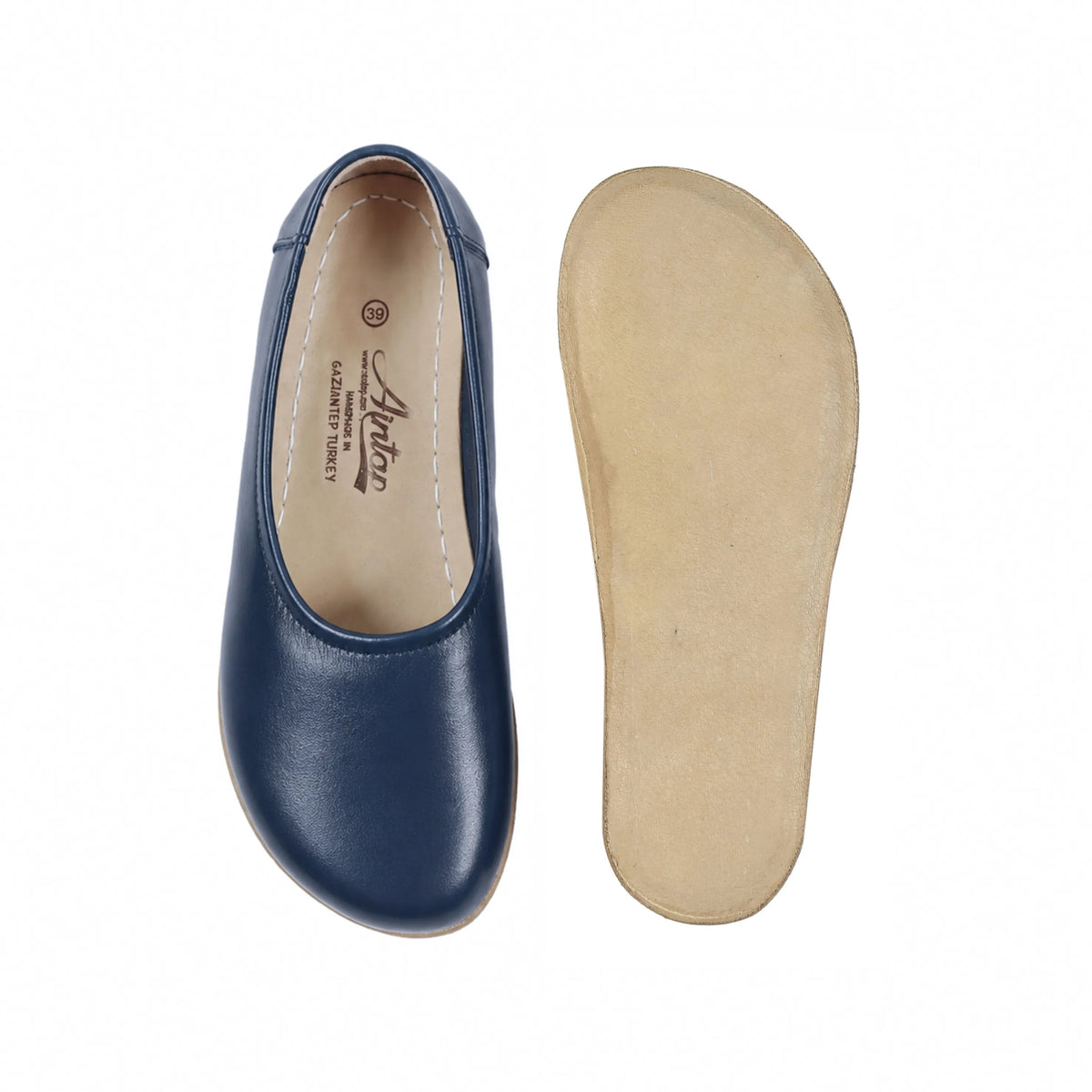 Smooth Barefoot Ballet Shoes – Classic Sole — Leather Sole – Navy Blue