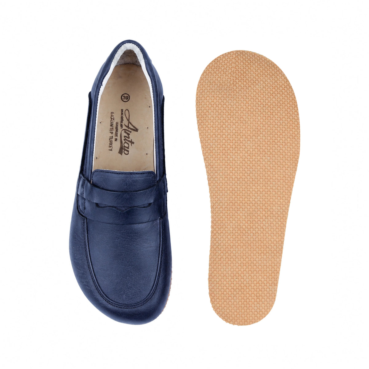 Smooth Barefoot Penny Loafer Shoes – Rubber Sole – Navy Blue