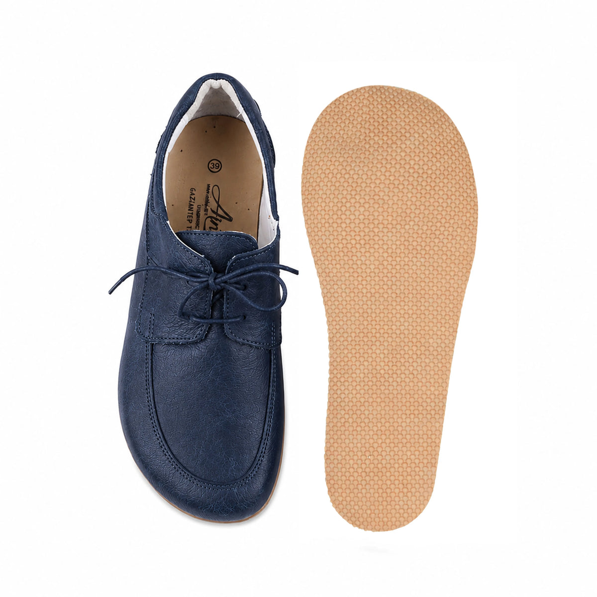 Crazy Barefoot Laces Penny Loafer Shoes – Rubber Sole – Navy Blue