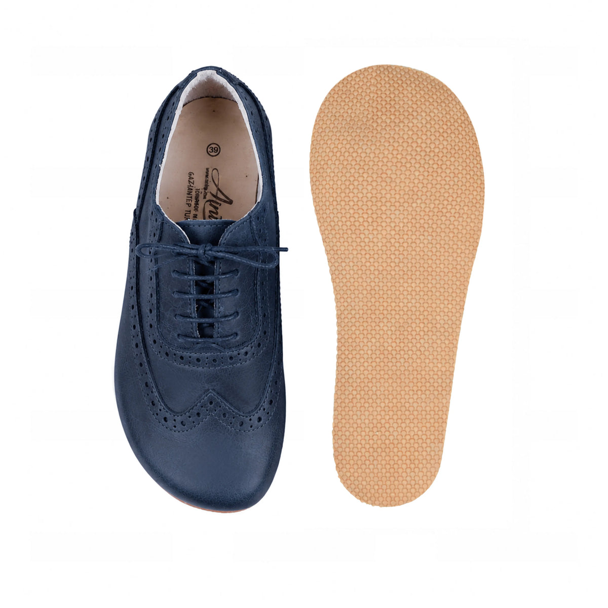 Smooth Barefoot Moccasin Shoes – Rubber Sole – Navy Blue
