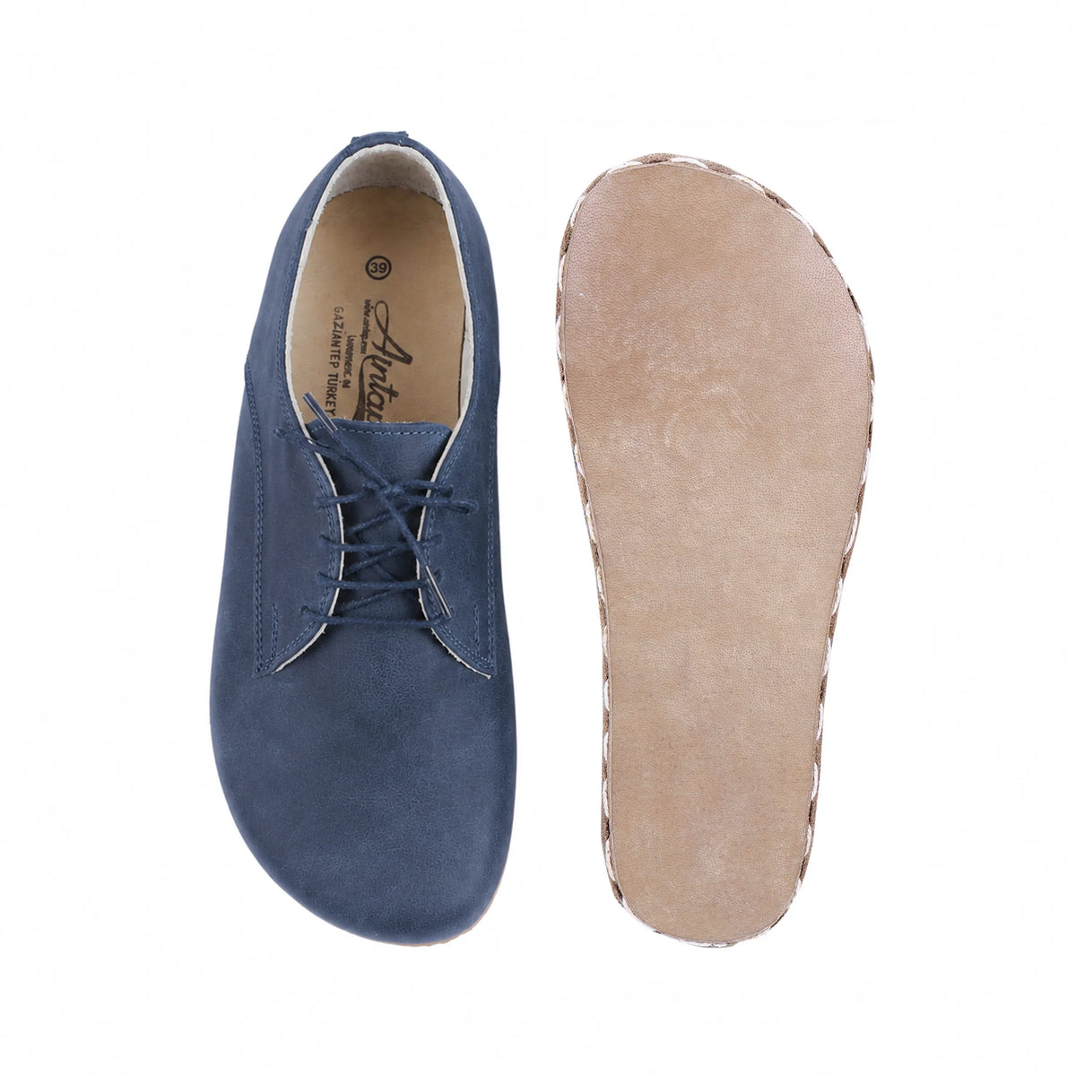 Crazy Barefoot Oxford Shoes — Leather Sole – Navy Blue