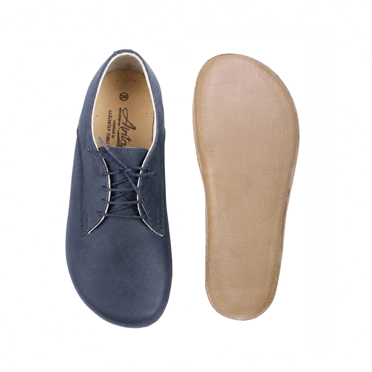 Crazy Barefoot Oxford Shoes – Classic Sole — Leather Sole – Navy Blue