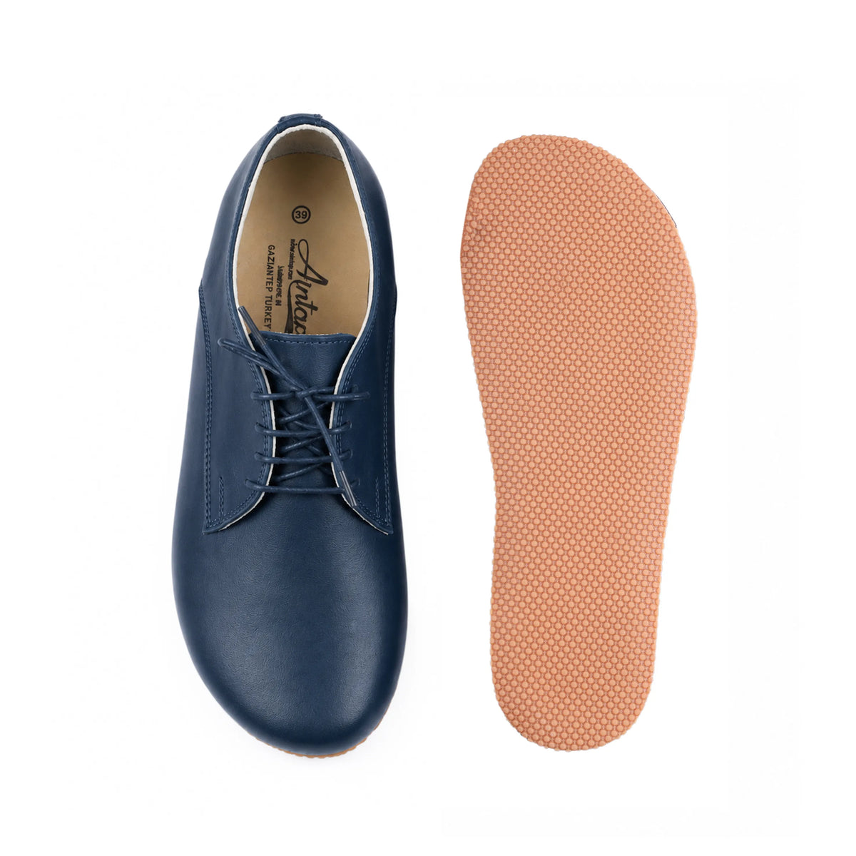 Smooth Barefoot Oxford Shoes – Rubber Sole – Navy Blue