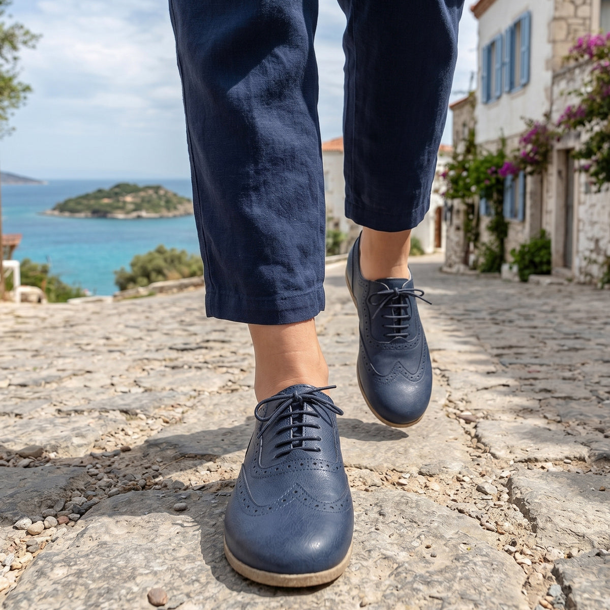 Crazy Barefoot Moccasin Shoes – Classic Sole — Leather Sole – Navy Blue