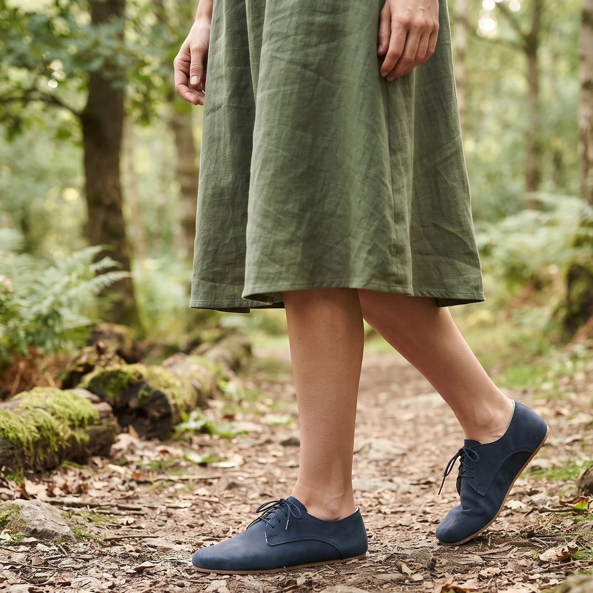 Crazy Barefoot Oxford Shoes – Rubber Sole – Navy Blue