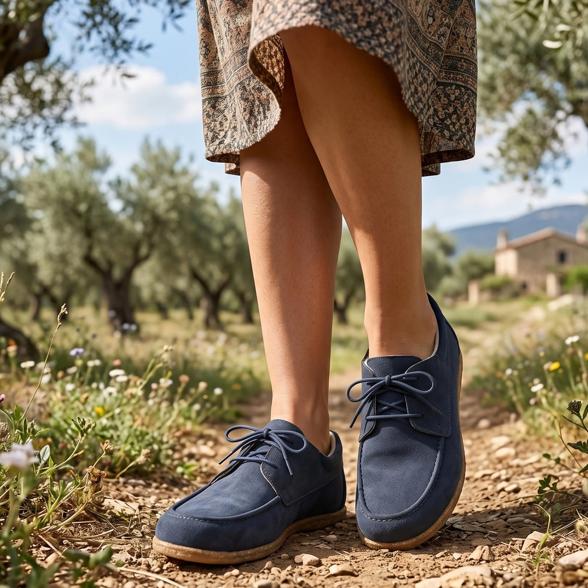 Crazy Barefoot Laces Penny Loafer Shoes – Classic Sole — Leather Sole – Navy Blue