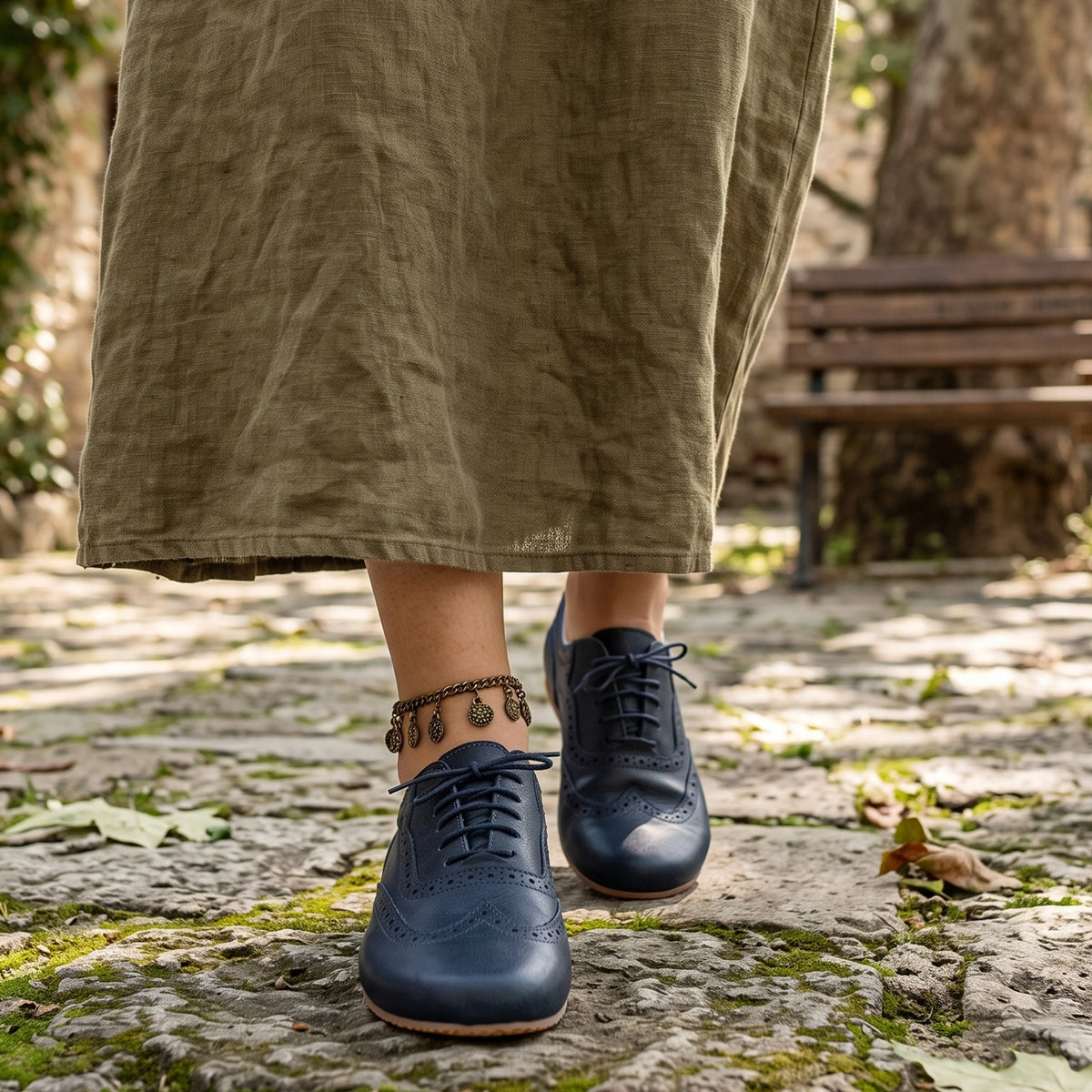 Smooth Barefoot Moccasin Shoes – Rubber Sole – Navy Blue