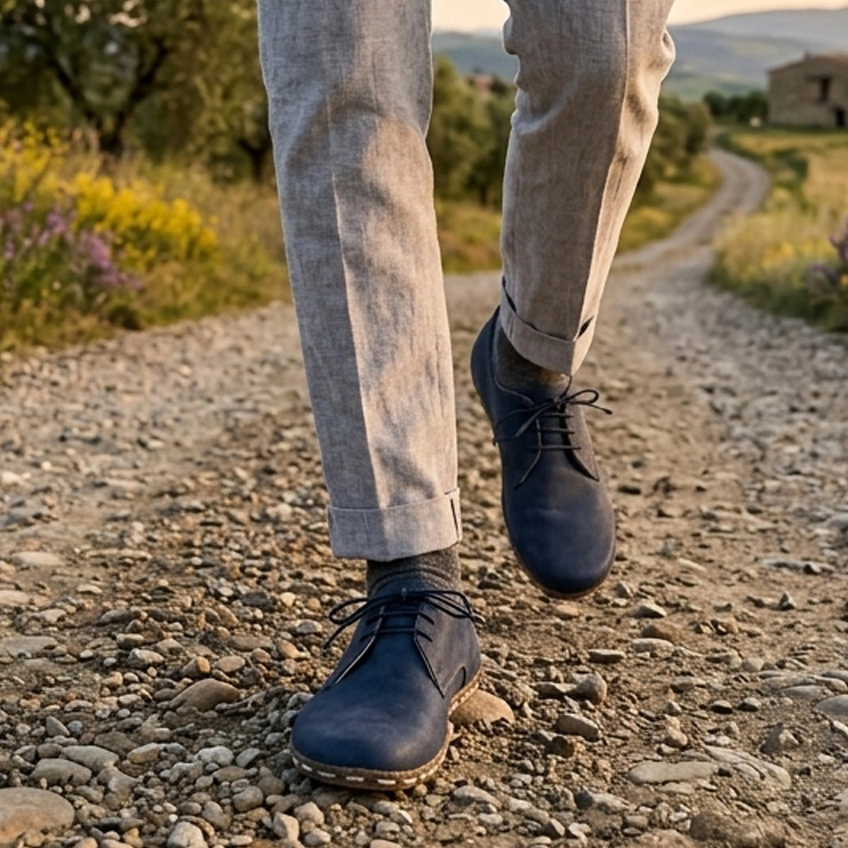 Crazy Barefoot Oxford Shoes — Leather Sole – Navy Blue