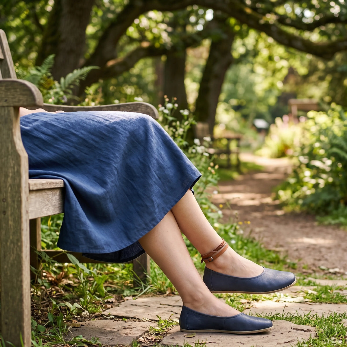 Crazy Barefoot Ballet Shoes – Classic Sole — Leather Sole – Navy Blue
