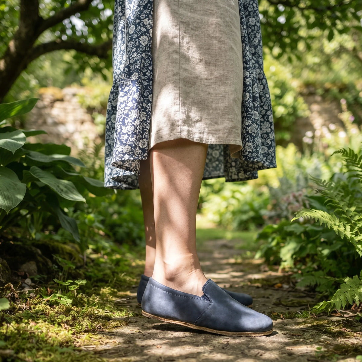 Crazy Barefoot Slip-On Shoes – Classic Sole — Leather Sole – Navy Blue