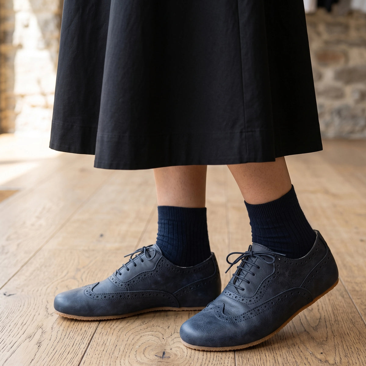 Crazy Barefoot Moccasin Shoes – Rubber Sole – Navy Blue