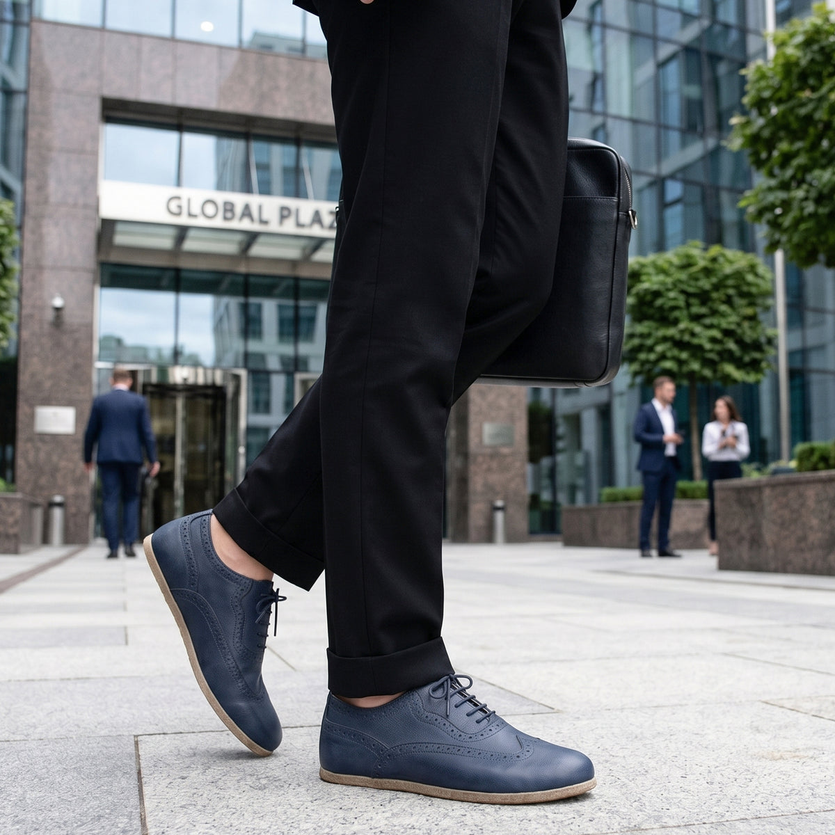Crazy Barefoot Moccasin Shoes – Classic Sole — Leather Sole – Navy Blue