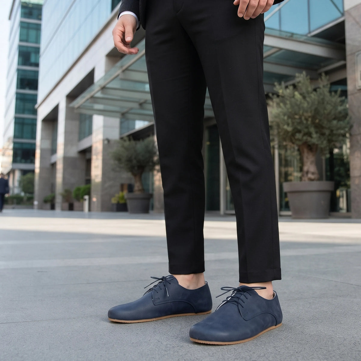 Crazy Barefoot Oxford Shoes – Rubber Sole – Navy Blue