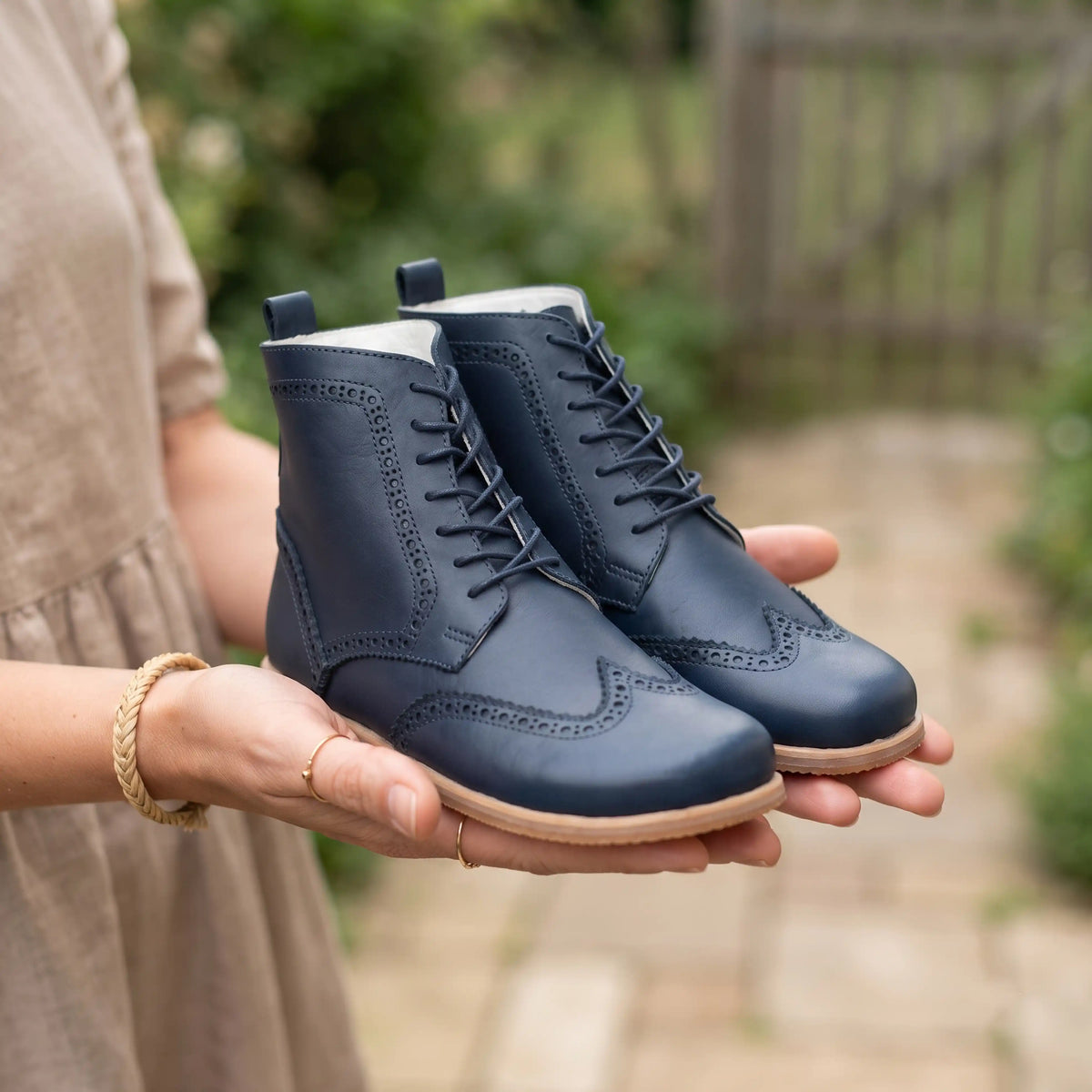 Smooth Barefoot Moccasin Boots Shoes – Eva Outsole – Navy Blue