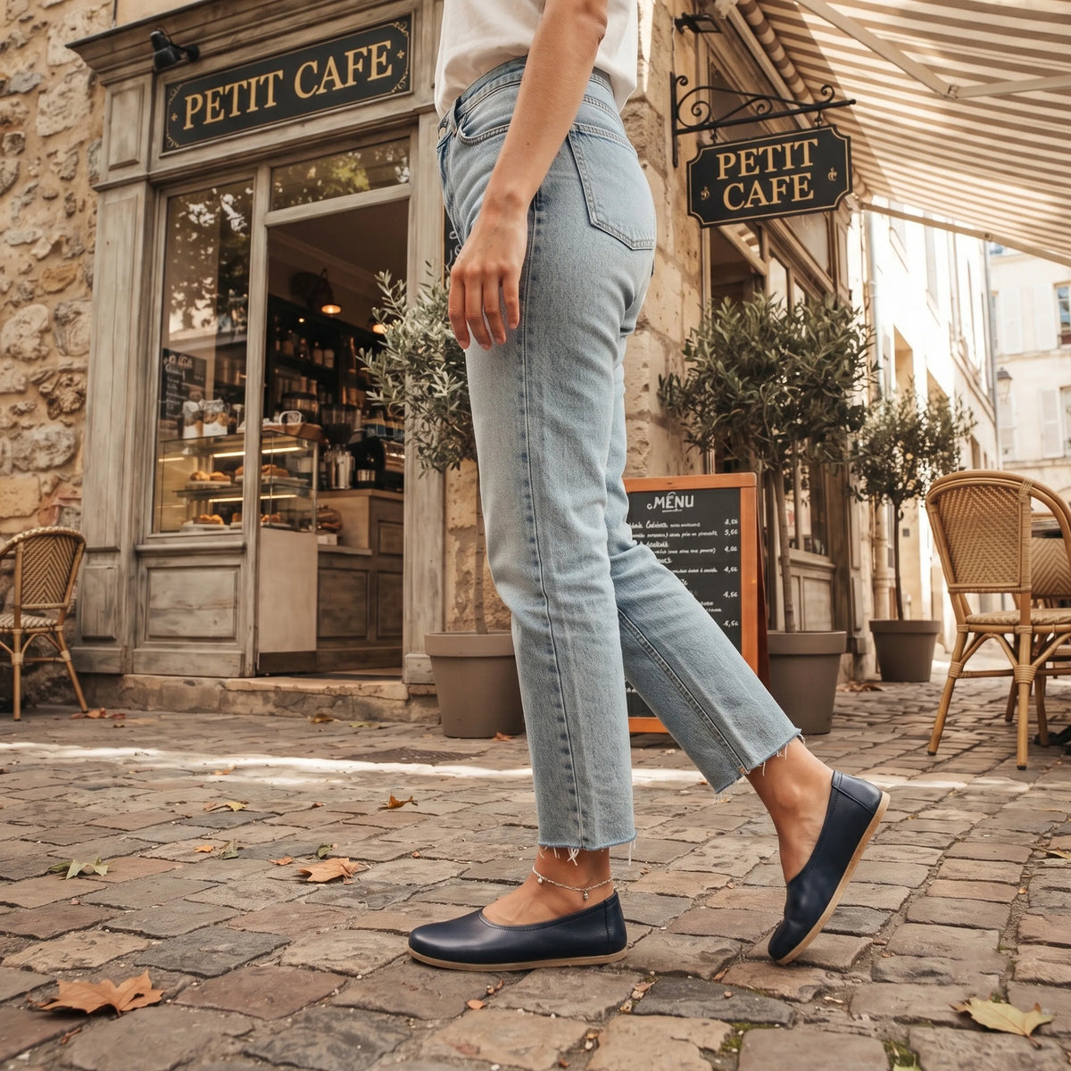 Smooth Barefoot Ballet Shoes – Classic Sole — Leather Sole – Navy Blue