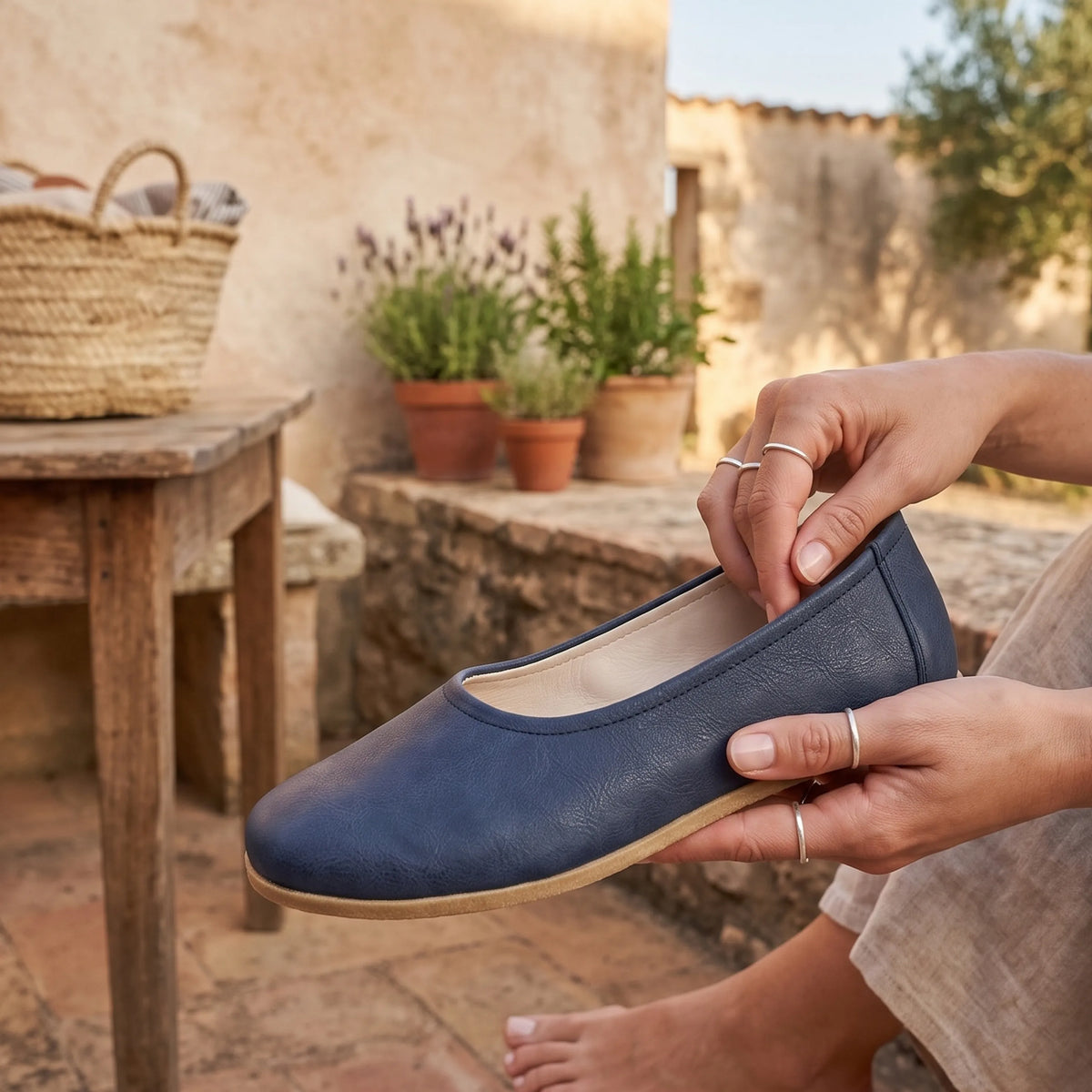 Crazy Barefoot Ballet Shoes – Classic Sole — Leather Sole – Navy Blue