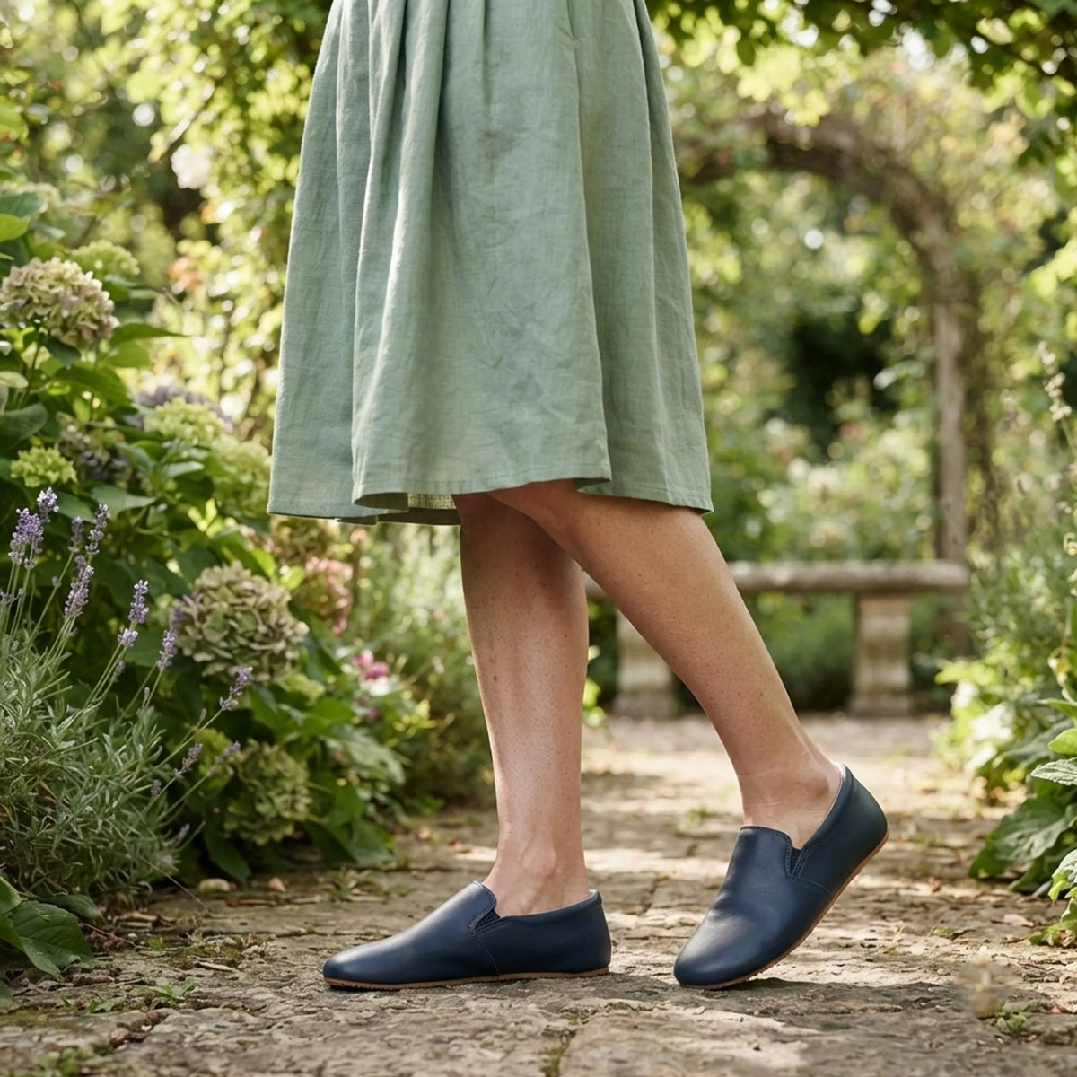 Smooth Barefoot Slip-On Shoes – Rubber Sole – Navy Blue