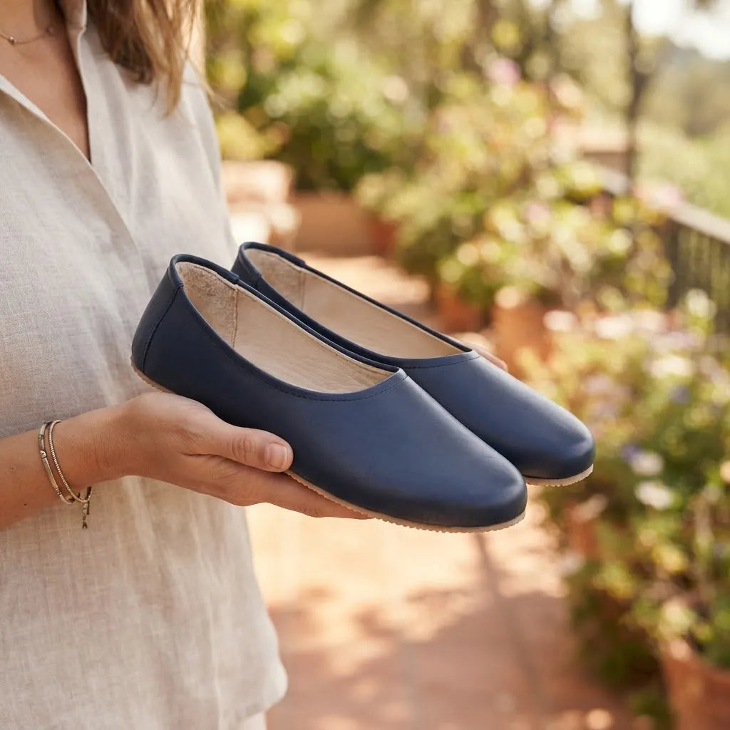 Smooth Barefoot Ballet Shoes – Rubber Sole – Navy Blue