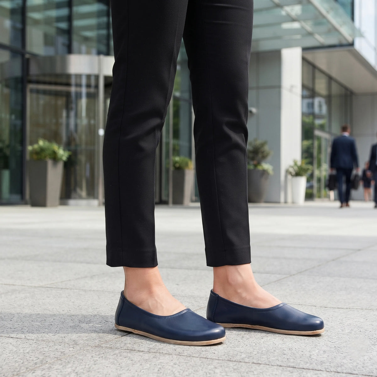 Smooth Barefoot Ballet Shoes – Classic Sole — Leather Sole – Navy Blue