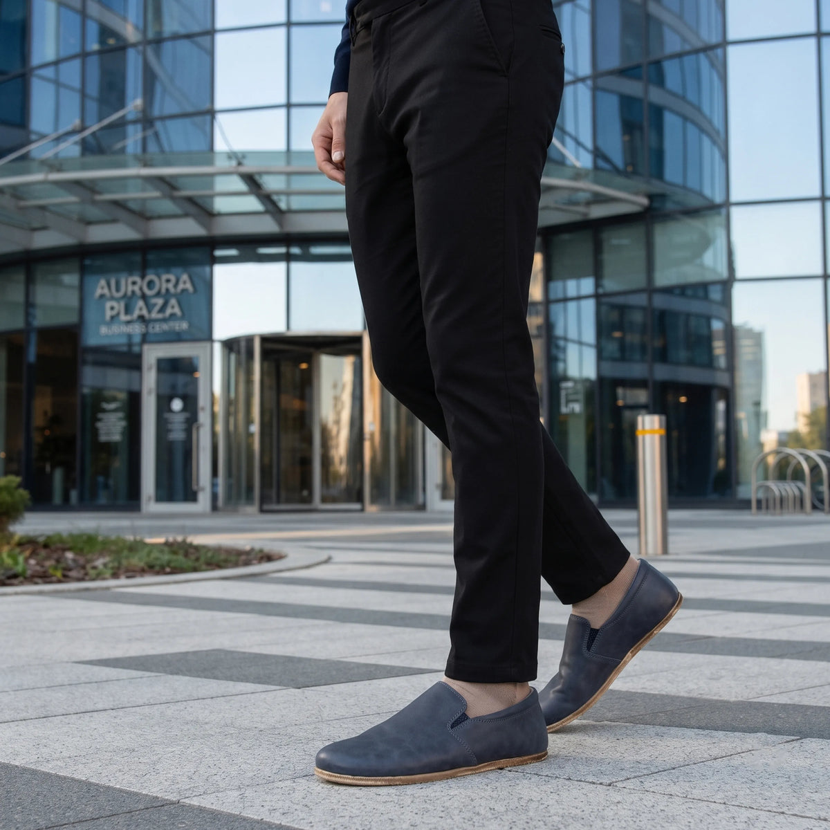 Crazy Barefoot Slip-On Shoes – Classic Sole — Leather Sole – Navy Blue