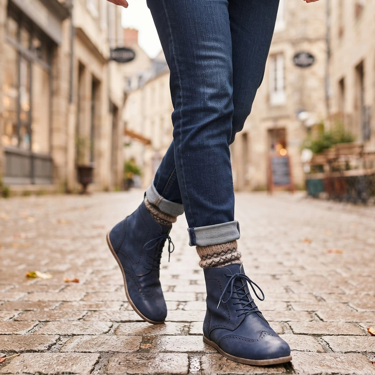 Crazy Barefoot Moccasin Boots Shoes – Classic Sole — Leather Sole – Navy Blue