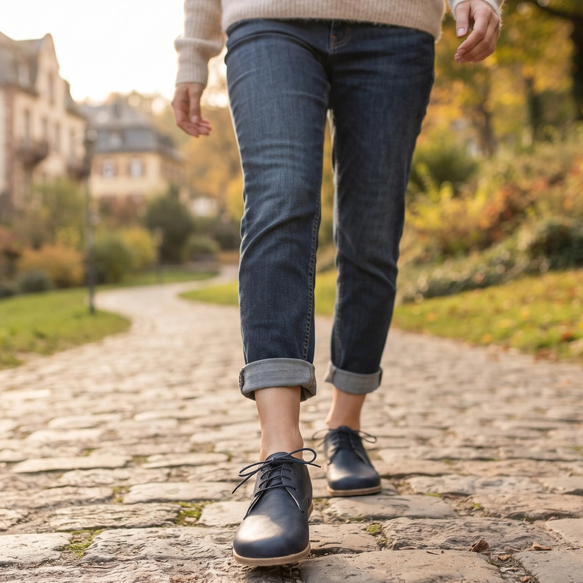 Crazy Barefoot Oxford Shoes – Classic Sole — Leather Sole – Navy Blue