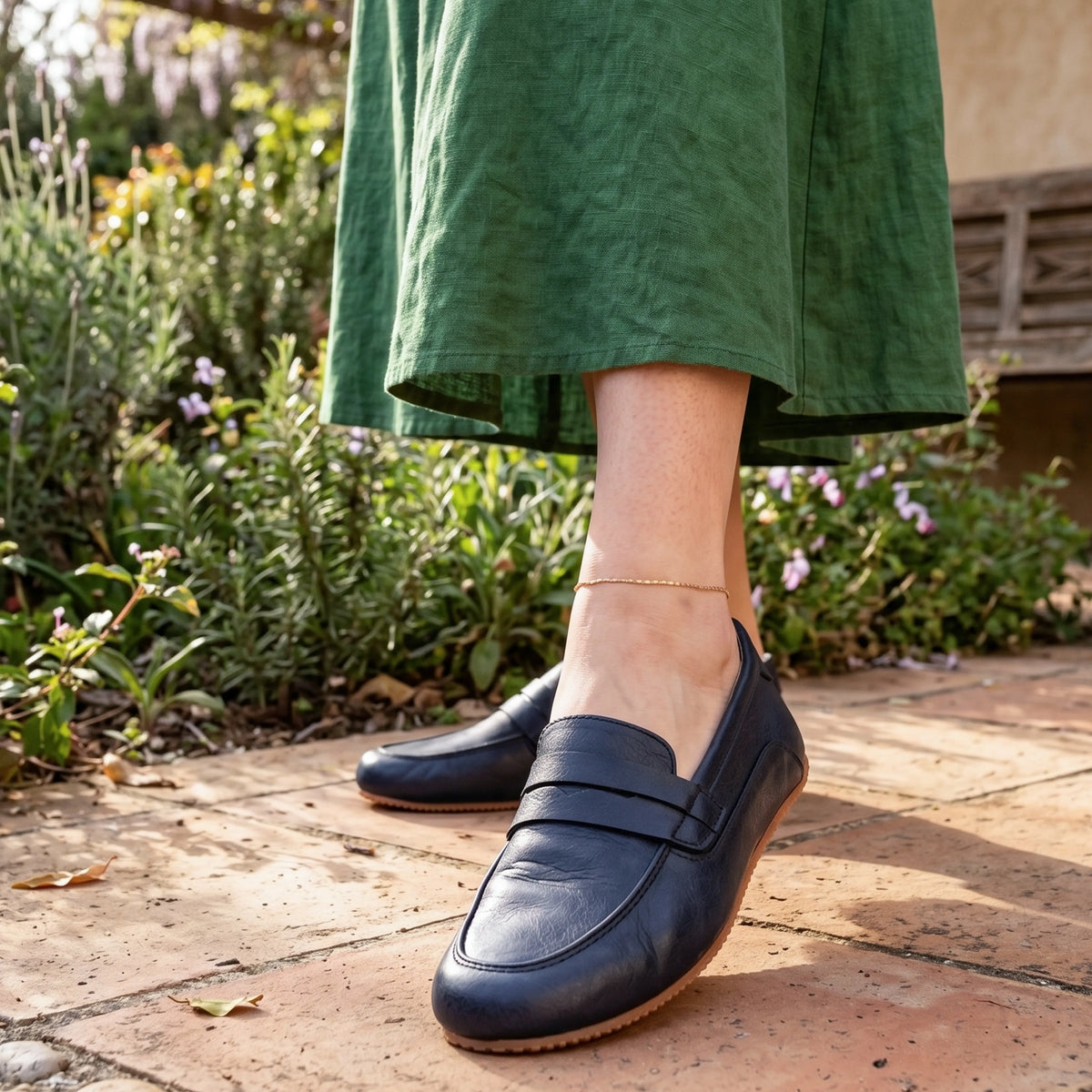 Smooth Barefoot Penny Loafer Shoes – Rubber Sole – Navy Blue