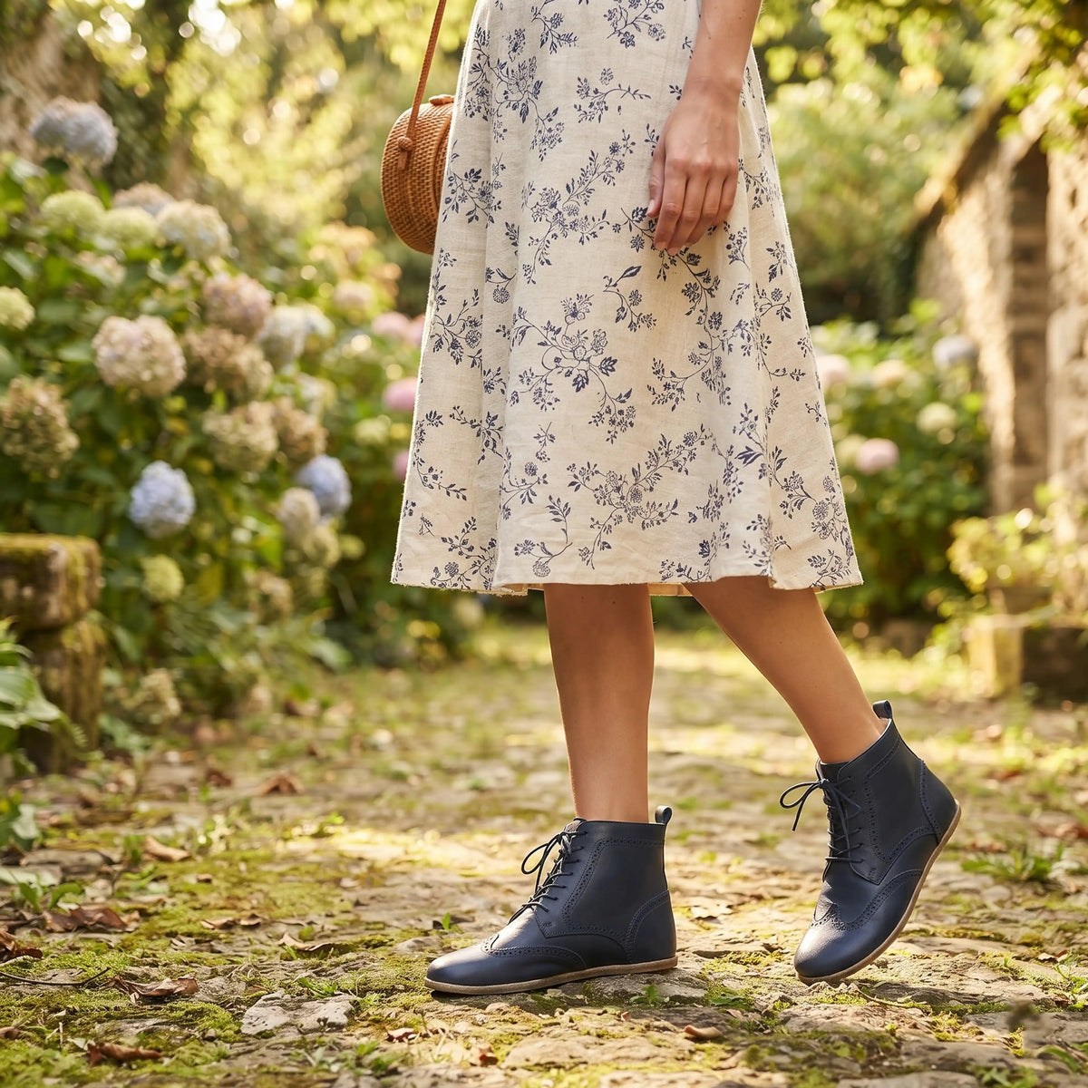 Smooth Barefoot Moccasin Boots Shoes – Classic Sole — Leather Sole – Navy Blue