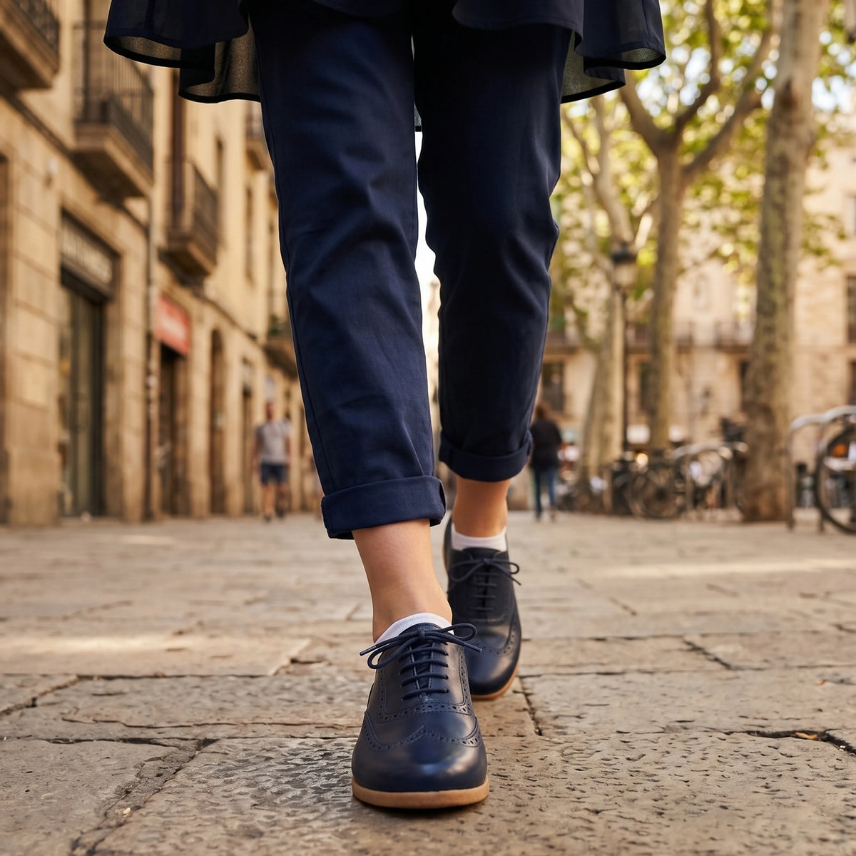 Smooth Barefoot Moccasin Shoes – Classic Sole — Leather Sole – Navy Blue