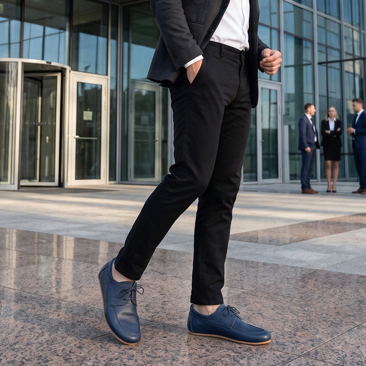 Smooth Barefoot Laces Penny Loafer Shoes – Rubber Sole – Navy Blue