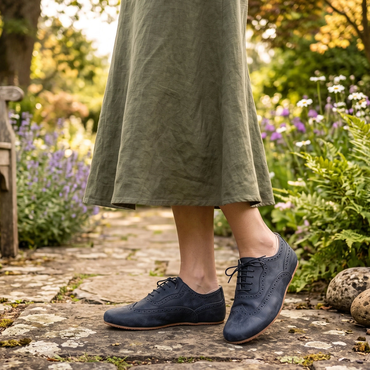 Crazy Barefoot Moccasin Shoes – Rubber Sole – Navy Blue
