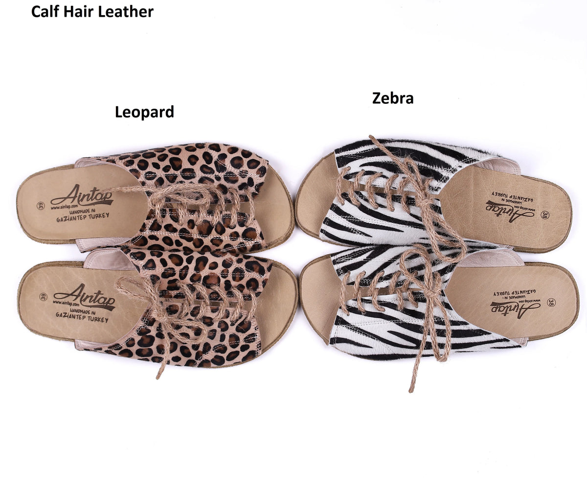 Splanter Barefoot Laces Sandals Shoes – Classic Sole — Leather Sole – Zebra