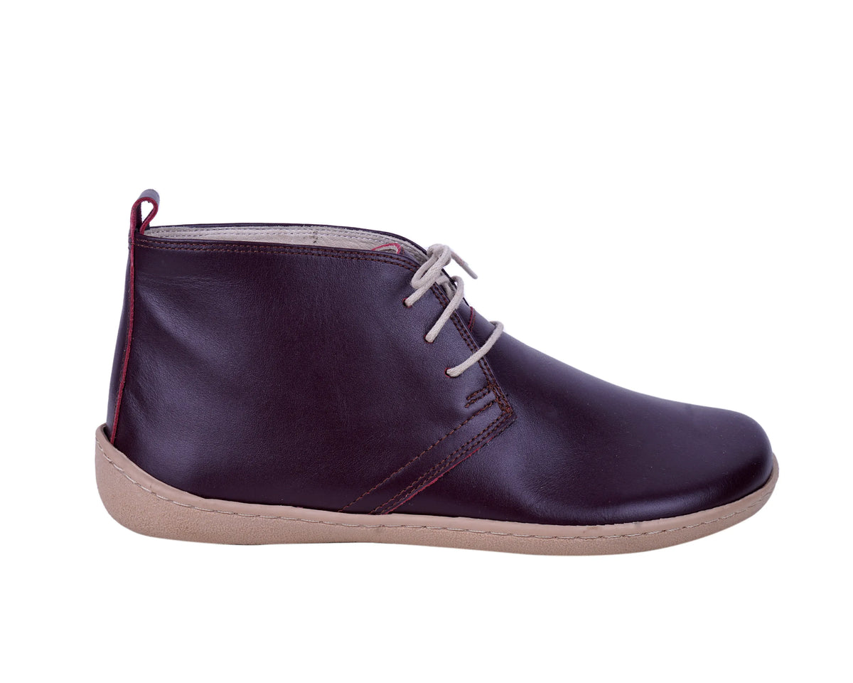 Smooth Barefoot Bootie Laces Shoes – 6 mm Rubber Sole – Burgundy