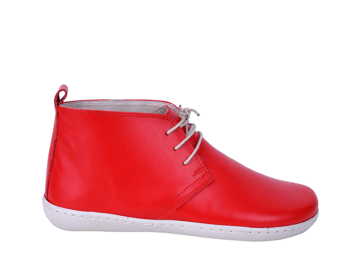 Smooth Barefoot Bootie Laces Shoes – 6 mm Rubber Sole – Red