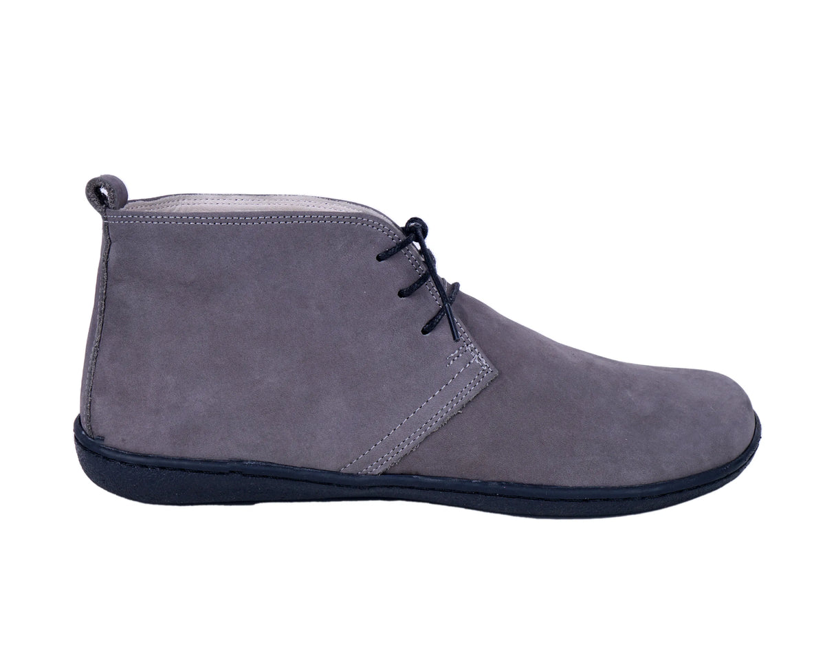 Nubuck Barefoot Bootie Laces Shoes – 6 mm Rubber Sole – Gray