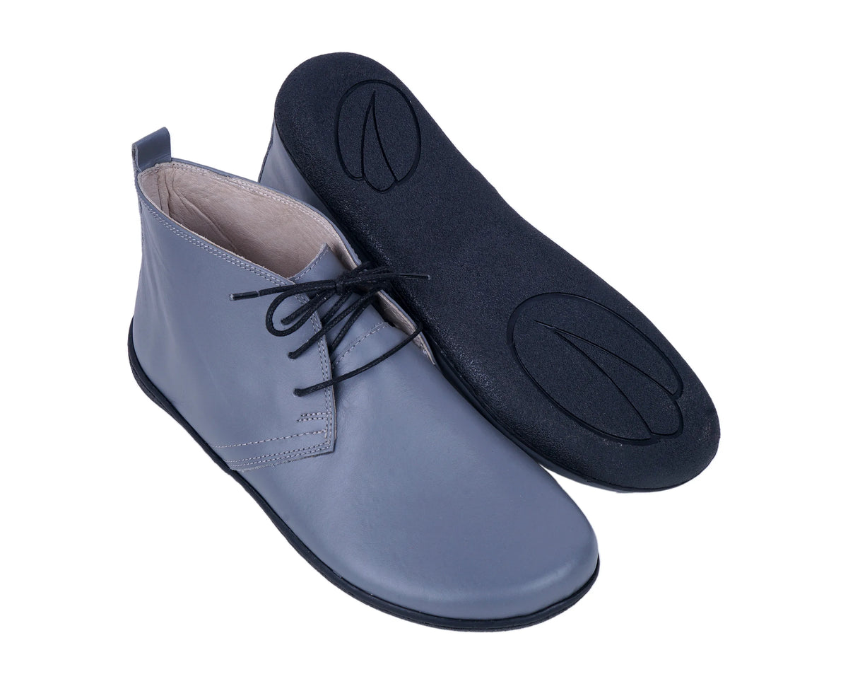 Smooth Barefoot Bootie Laces Shoes – 6 mm Rubber Sole – Gray