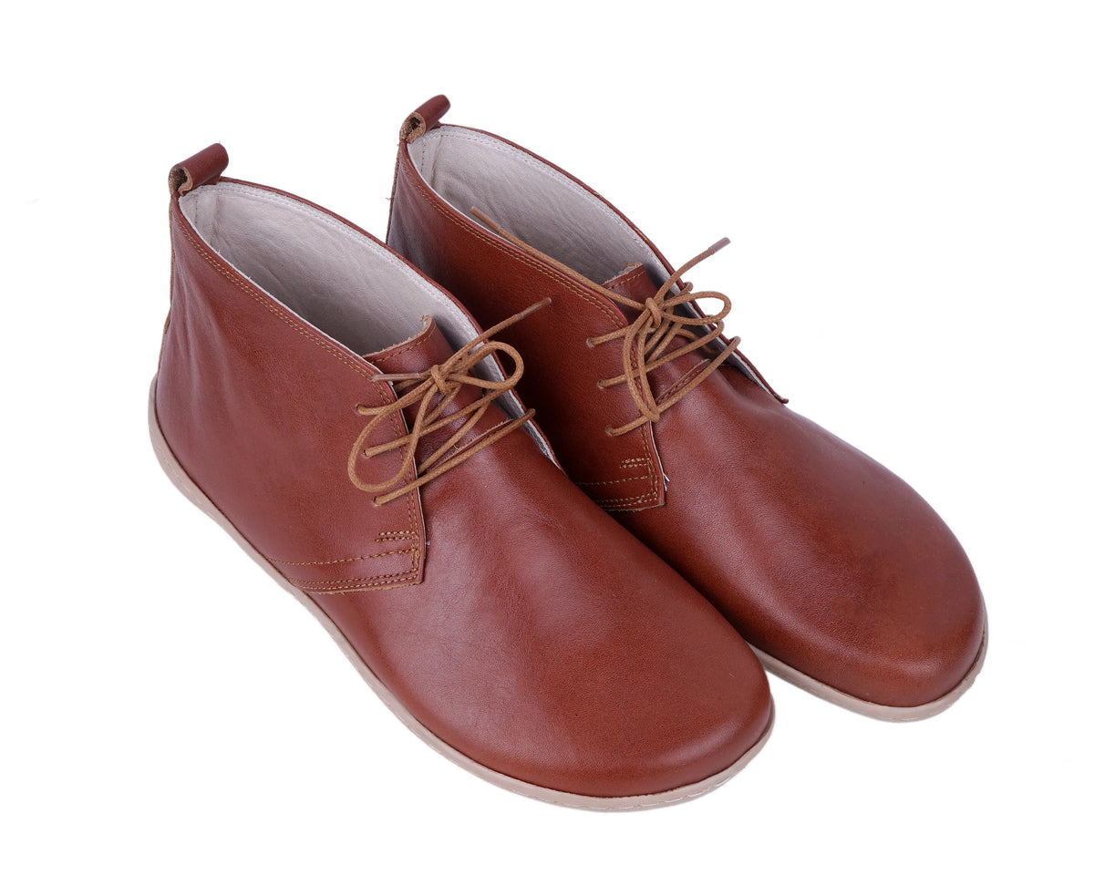 Smooth Barefoot Bootie Laces Shoes – 6 mm Rubber Sole – Brown