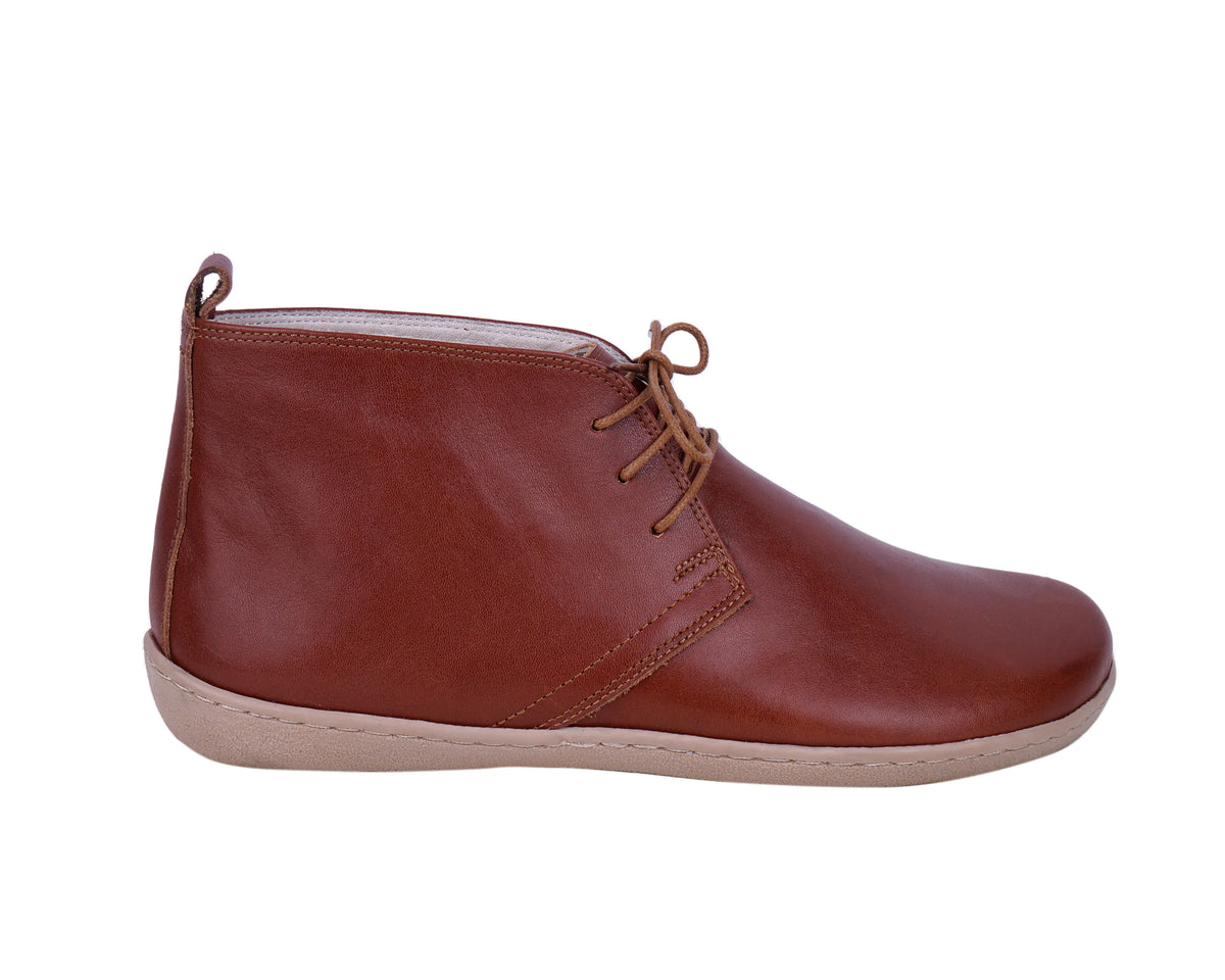 Smooth Barefoot Bootie Laces Shoes – 6 mm Rubber Sole – Brown