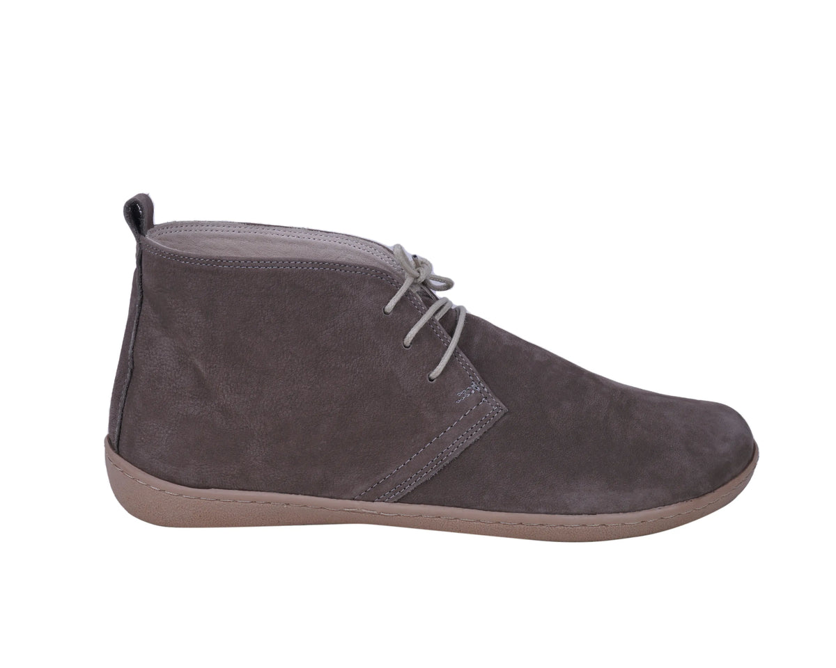 Nubuck Barefoot Bootie Laces Shoes – 6 mm Rubber Sole – Smoked