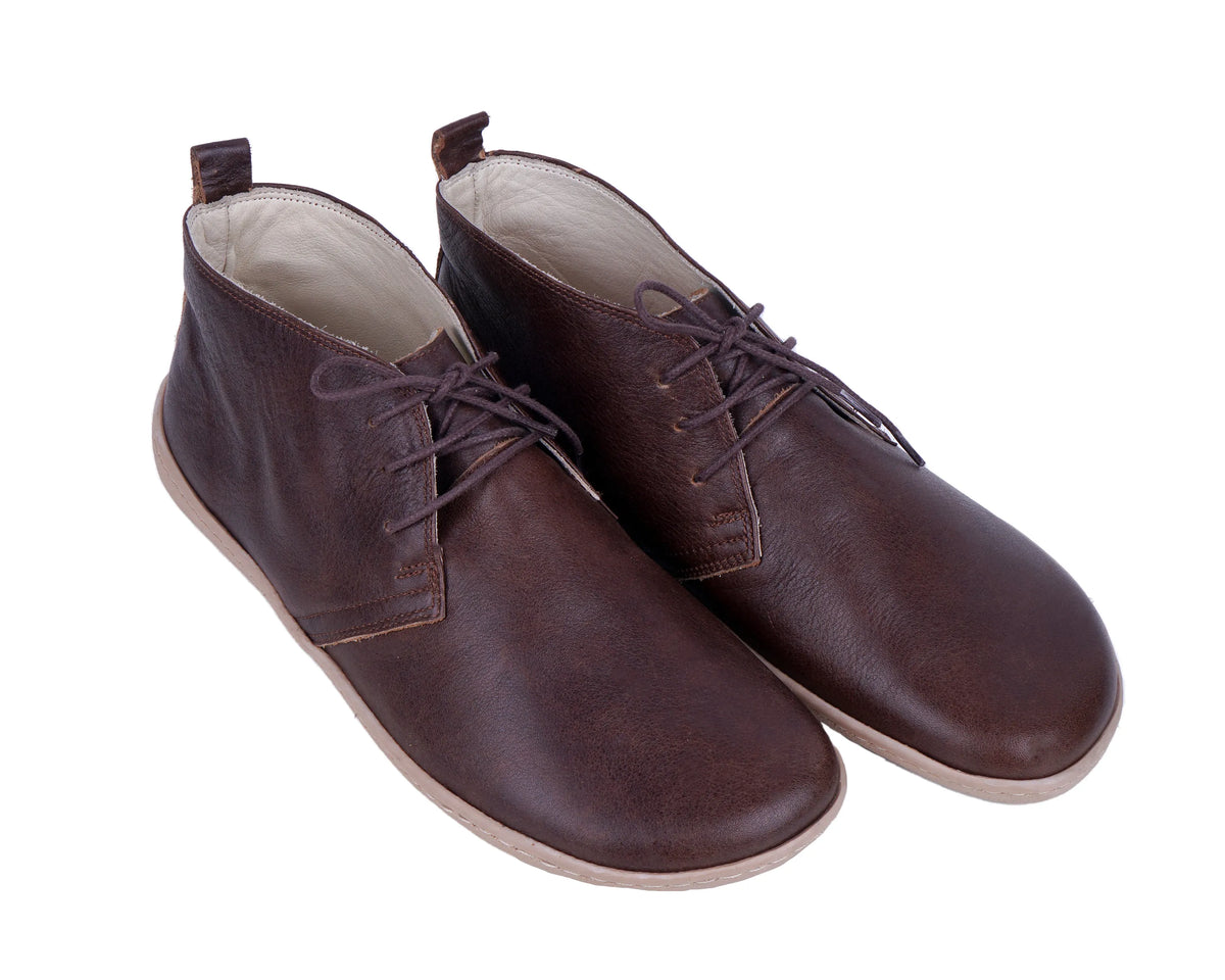 Smooth Barefoot Bootie Laces Shoes – 6 mm Rubber Sole – Dark Brown