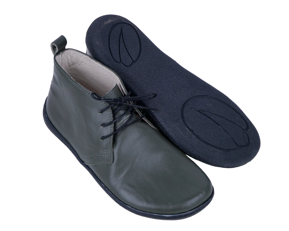 Smooth Barefoot Bootie Laces Shoes – 6 mm Rubber Sole – Olive Green