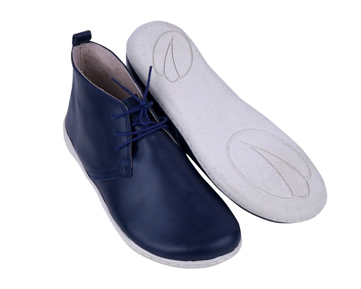 Smooth Barefoot Bootie Laces Shoes – 6 mm Rubber Sole – Navy Blue