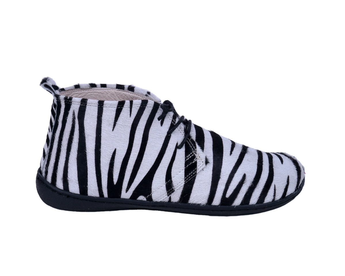 Hair Barefoot Bootie Laces Shoes – 6 mm Rubber Sole – Zebra