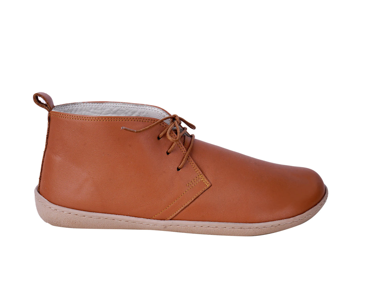 Smooth Barefoot Bootie Laces Shoes – 6 mm Rubber Sole – Tan