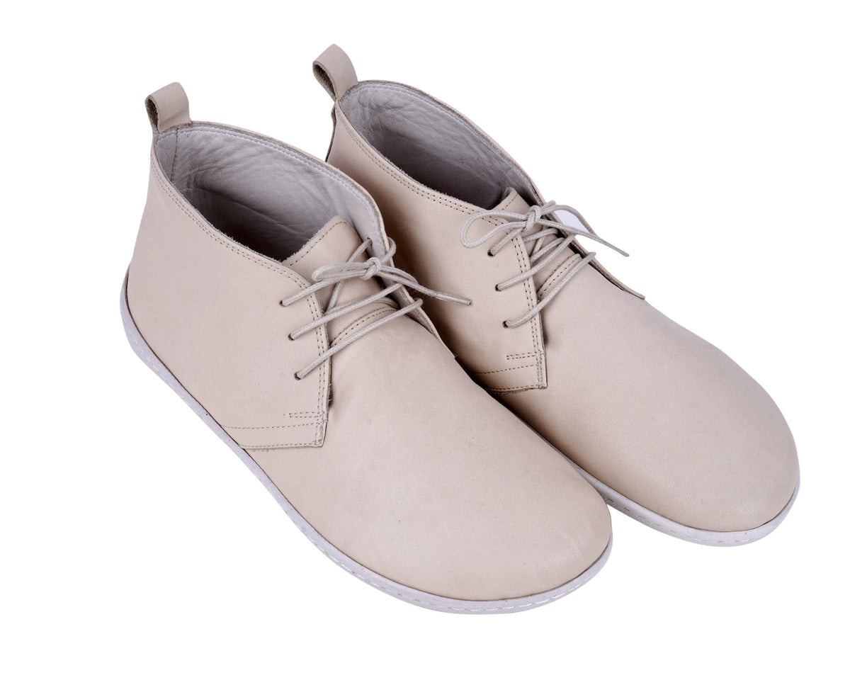 Smooth Barefoot Bootie Laces Shoes – 6 mm Rubber Sole – Cream