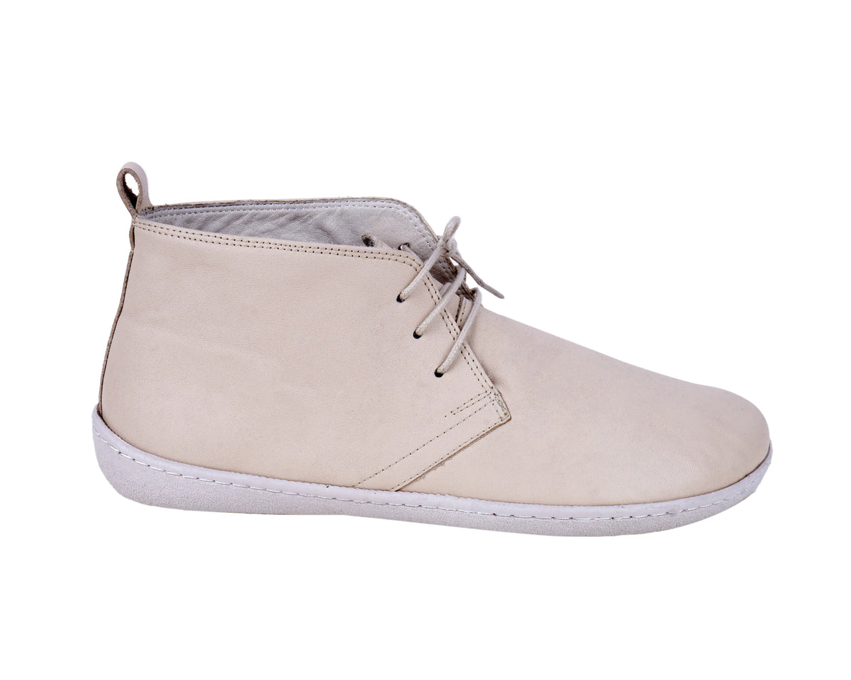 Smooth Barefoot Bootie Laces Shoes – 6 mm Rubber Sole – Cream